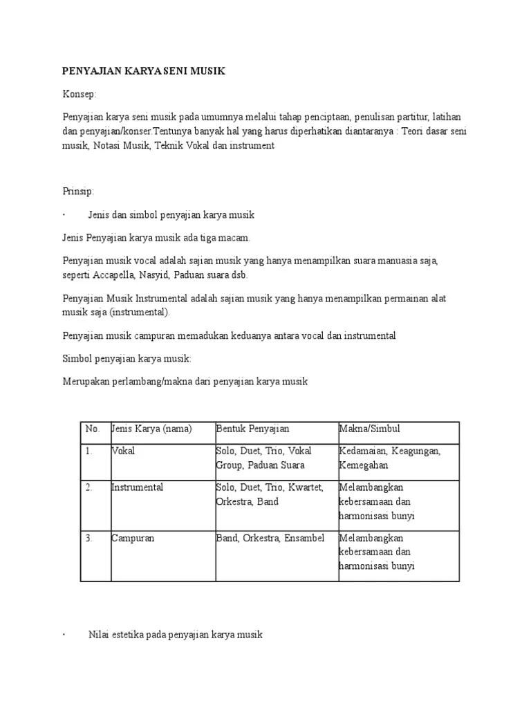 Penyajian Karya Seni Musik | PDF