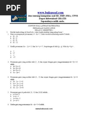 Contoh soal persamaan garis lurus. Contoh Soal Latihan Matematika Persamaan Garis Lurus Kelas 8 Smp