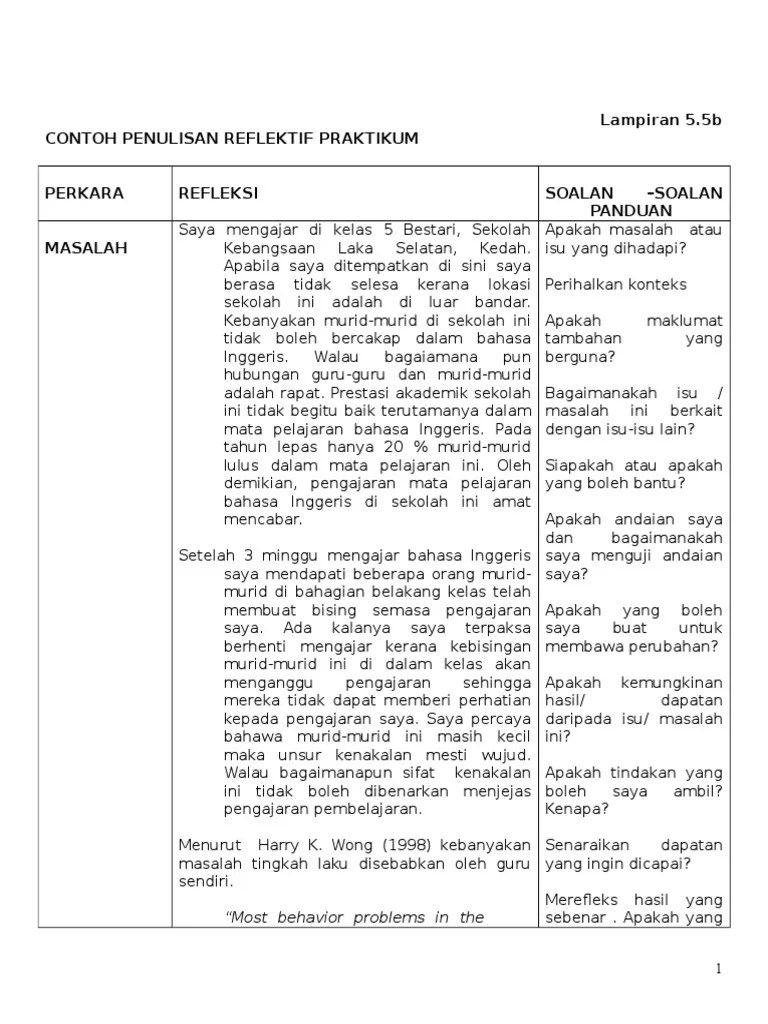 Contoh Penulisan Refleksi Terbaik - Patriciakjn