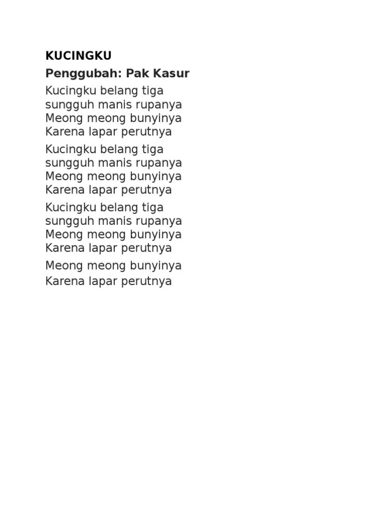 Lirik Lagu Kucing Garong Bahasa Indonesia