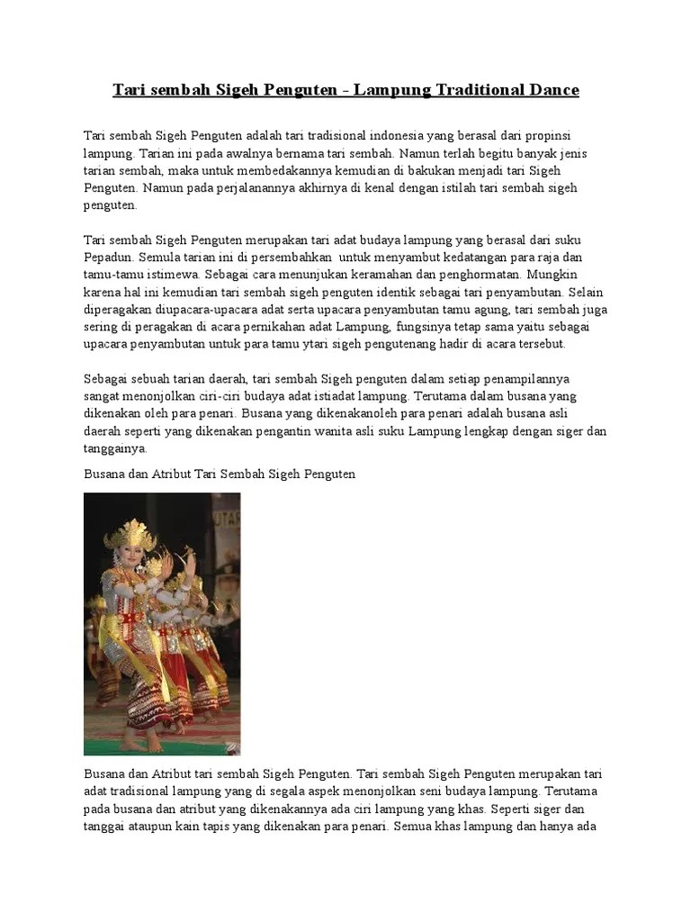 Tari Sembah Sigeh Penguten | PDF