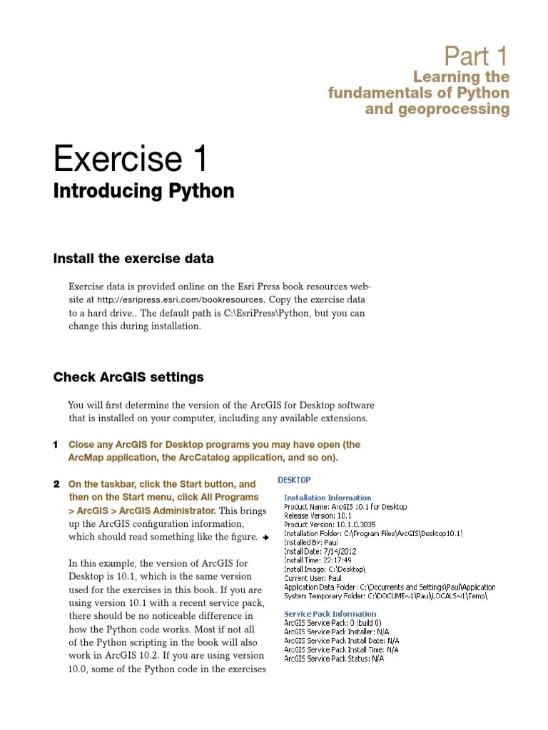 Python Exercises | PDF | Arc Gis | Command Line Interface