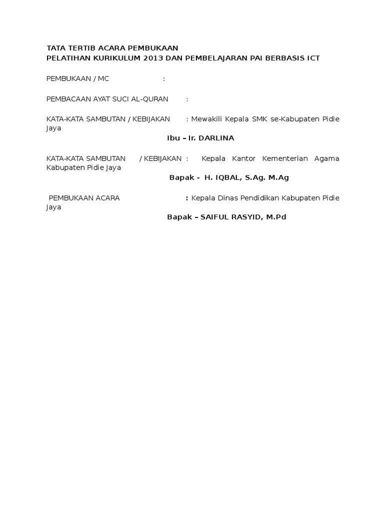 Tata Tertib Acara Pembukaan | PDF
