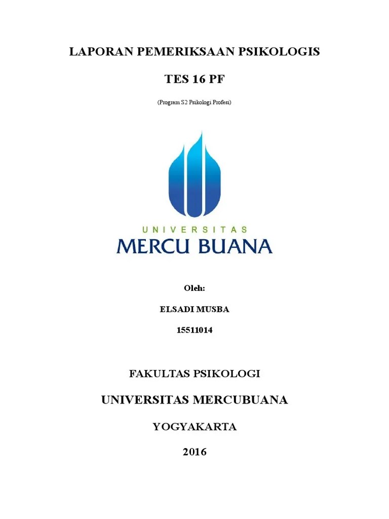 Tidak akan pernah mencapai kematangan psikologis dan selanjutnya akan dapat. Laporan 16 Pf Pdf