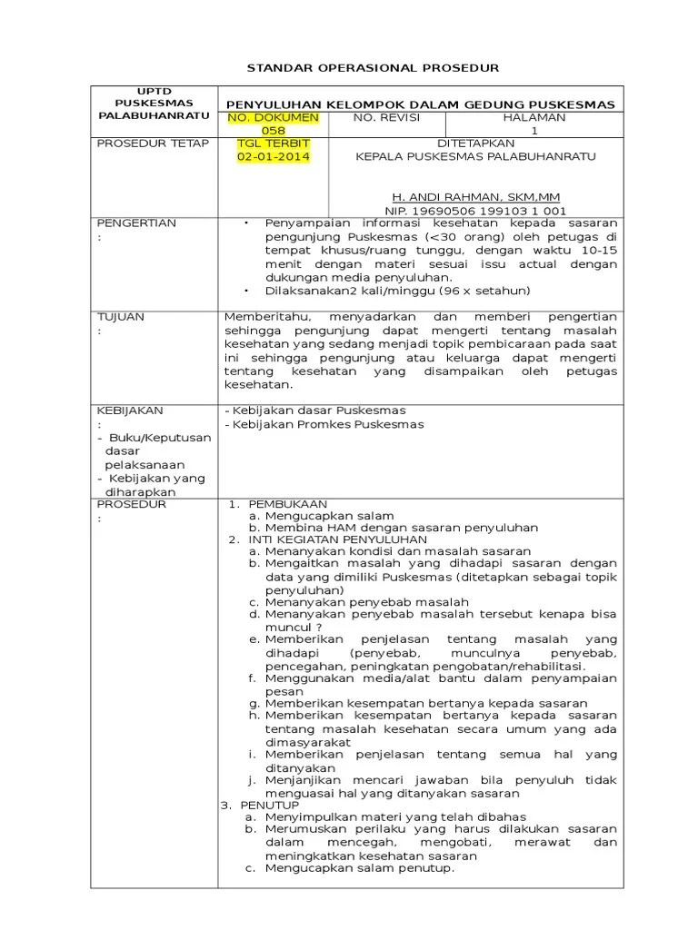 SOP Penyuluhan Dalam Gedung | PDF