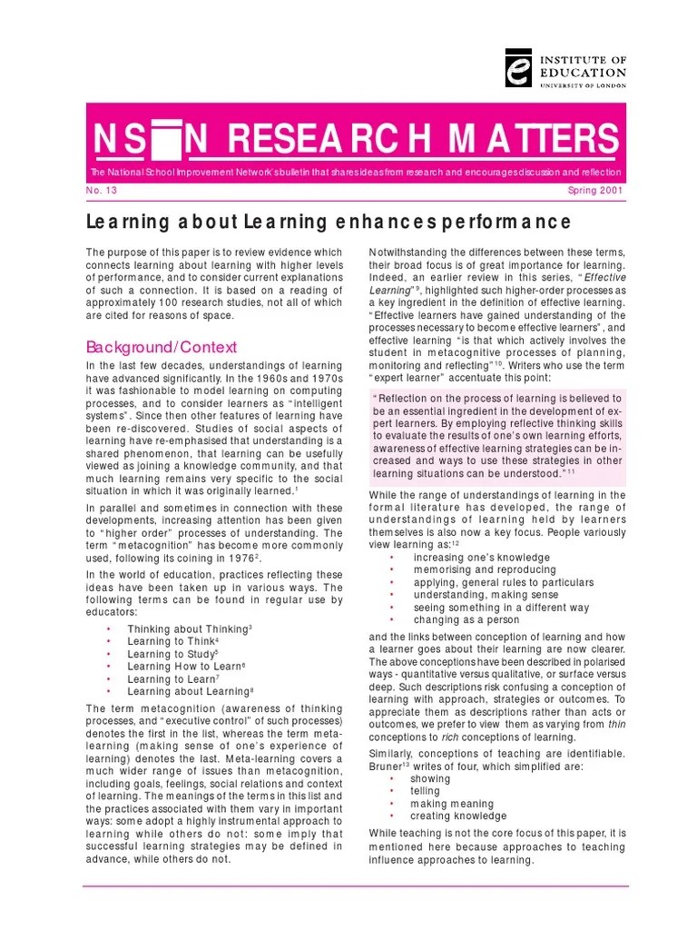 Meta Cognition | PDF | Metacognition | Reading Comprehension