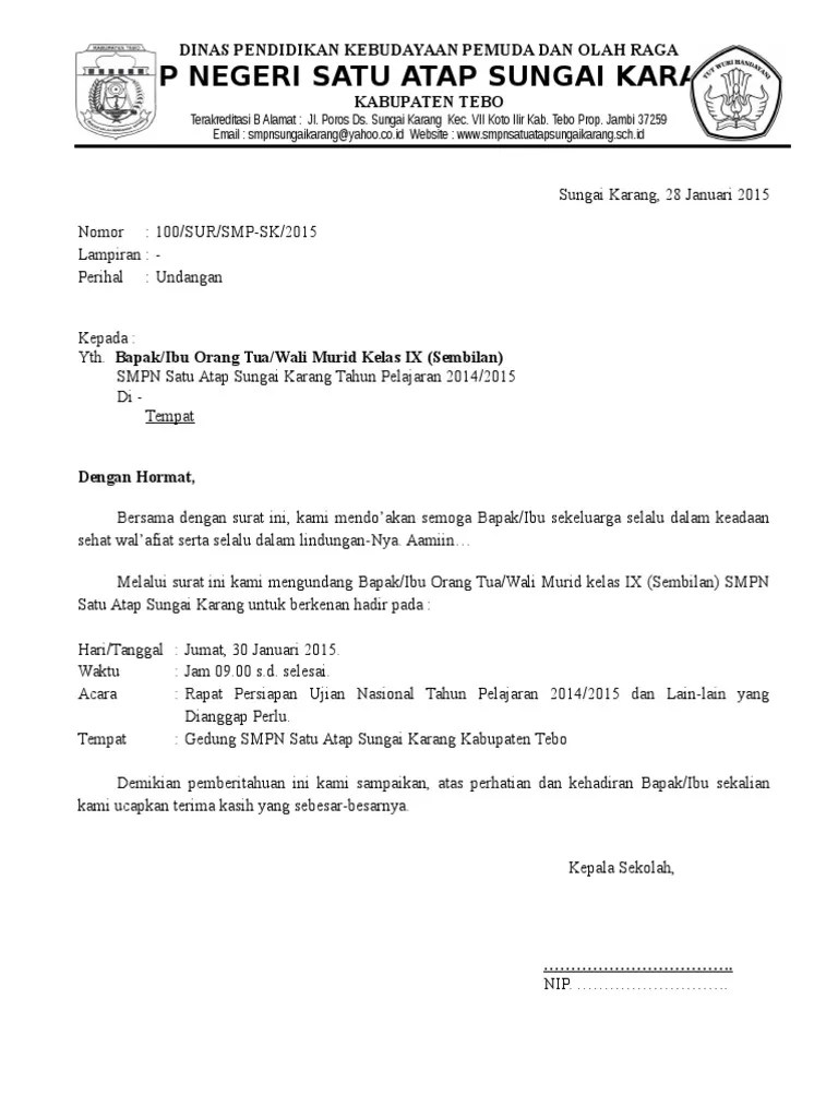 4 Contoh Surat Undangan Orang Tua 