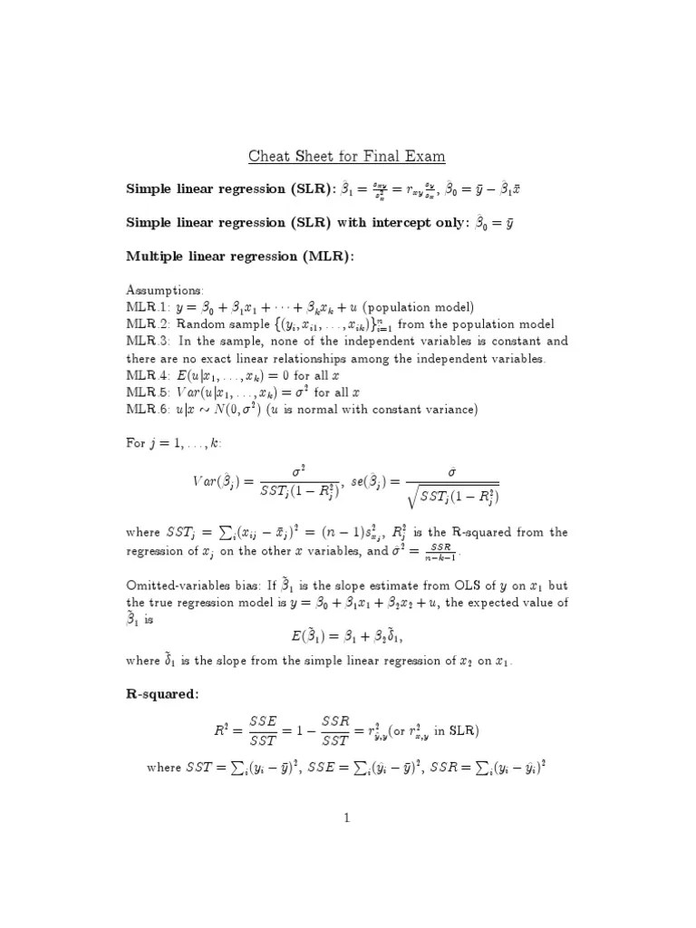 Cheat Sheet Econometrics | PDF | Regression Analysis | Scientific Theories