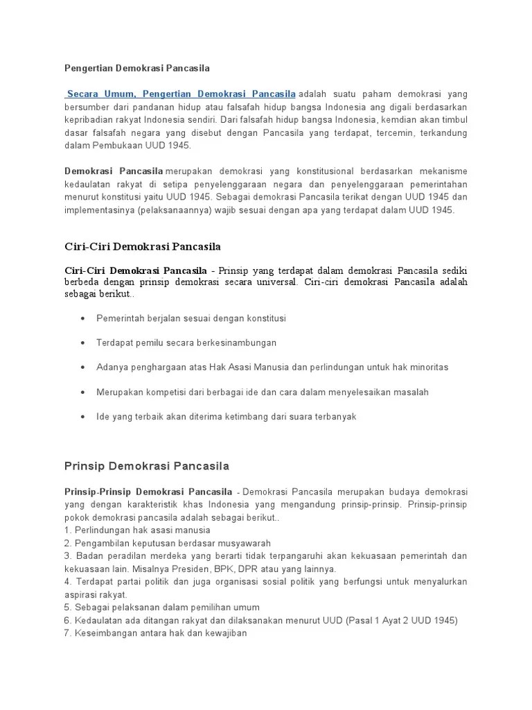 Pengertian Demokrasi Pancasila | PDF