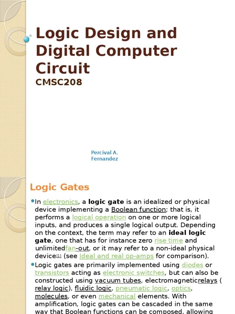 Logic Design And Digital Computer Circuit: CMSC208 | PDF | Logic Gate ...