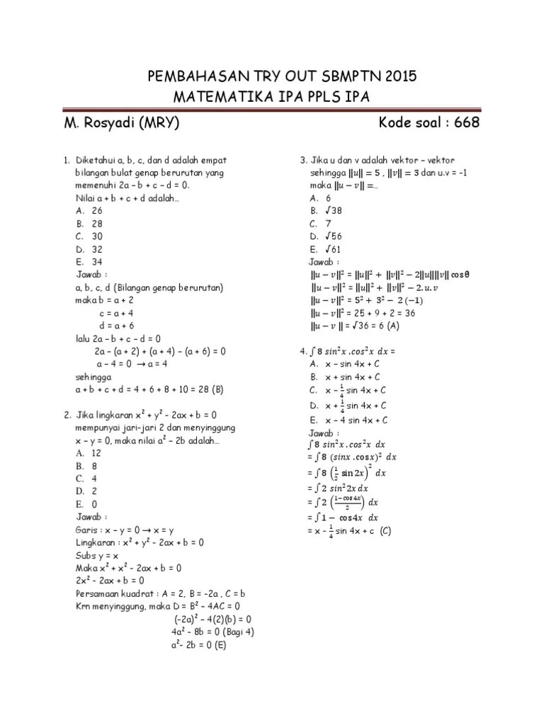 Contoh Soal Matematika Dasar Soal matematika dasar snmptn 2009 kode 283 Pembahasan nomor.