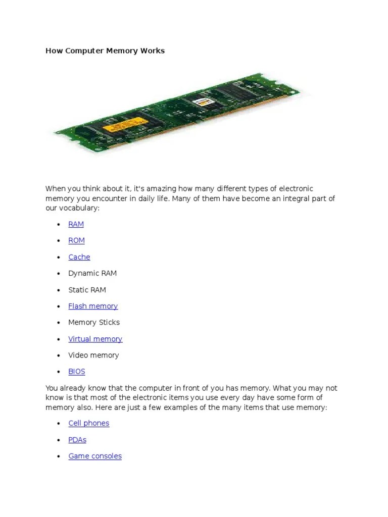 How Computer Memory Works 11 Nafees | PDF