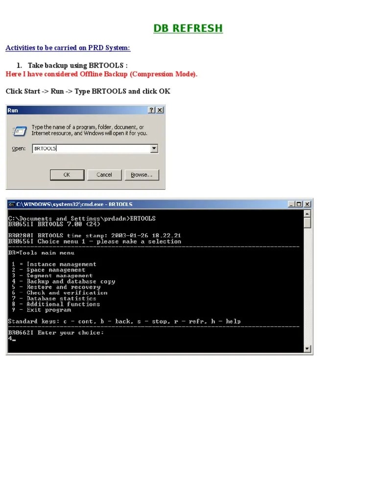 DB Refresh Screen Shots | PDF | Oracle Database | Backup