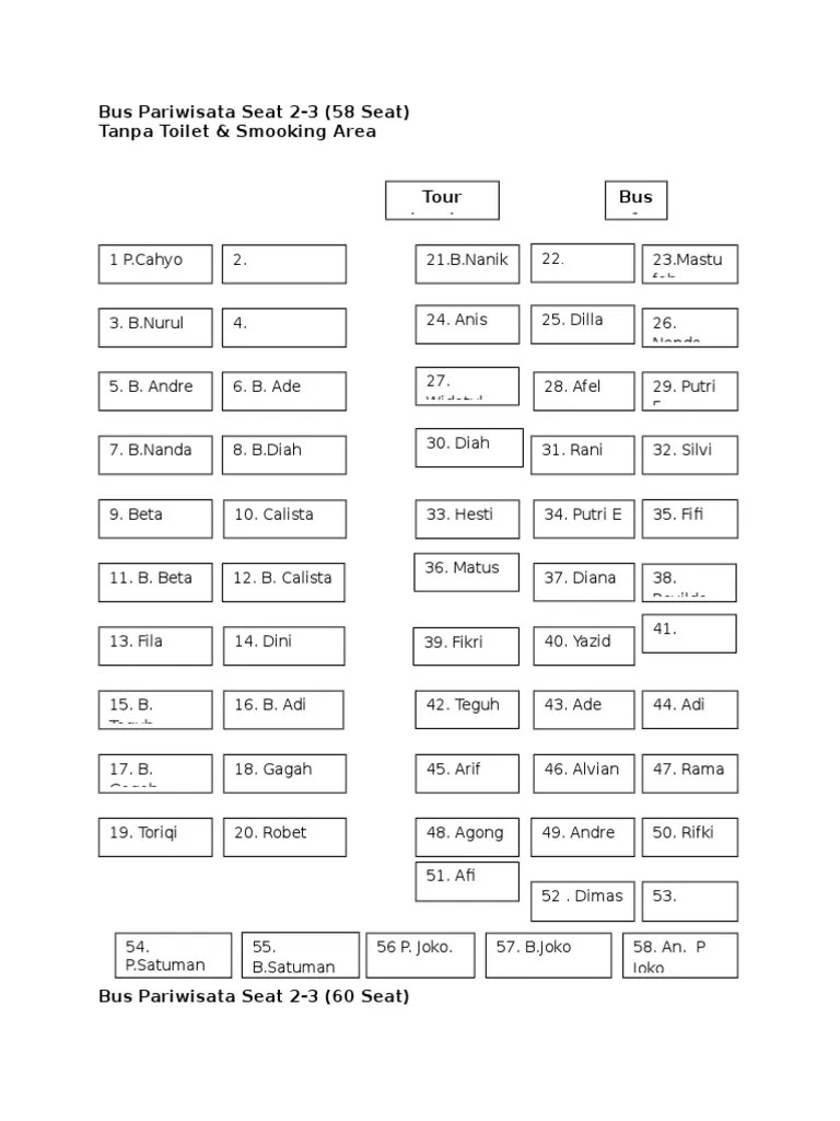 Admin dari blog sebuah tempat 2020 juga mengumpulkan . Denah Seat Bus Pariwisata Seat 2 3 60 Seat Pdf