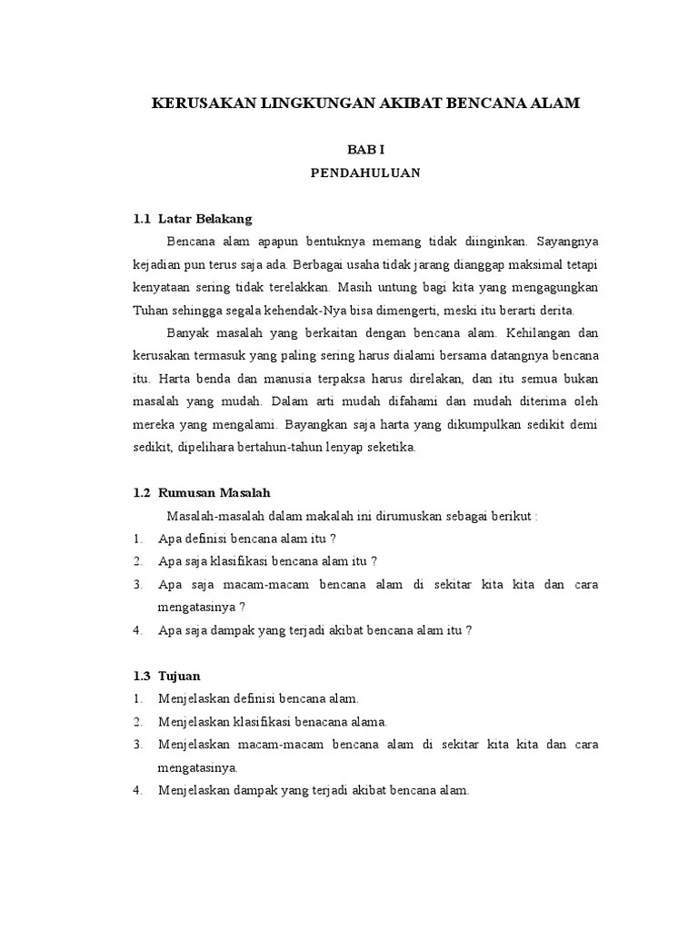 Makalah Kerusakan Lingkungan Akibat Bencana Alam | PDF