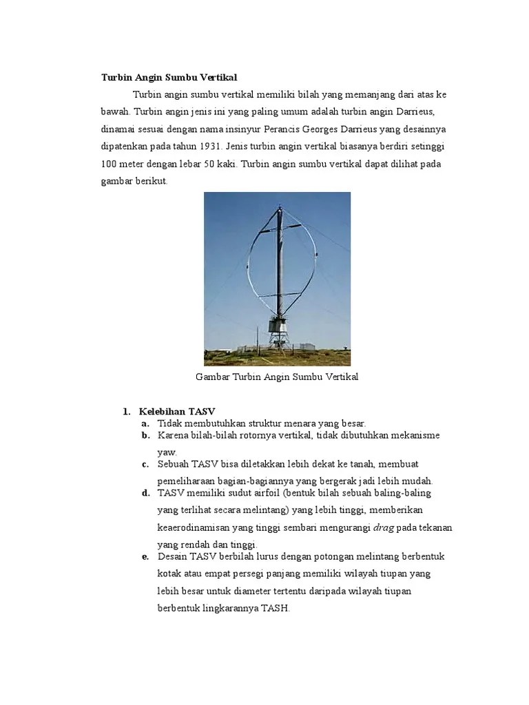 Turbin Angin Sumbu Vertikal | PDF