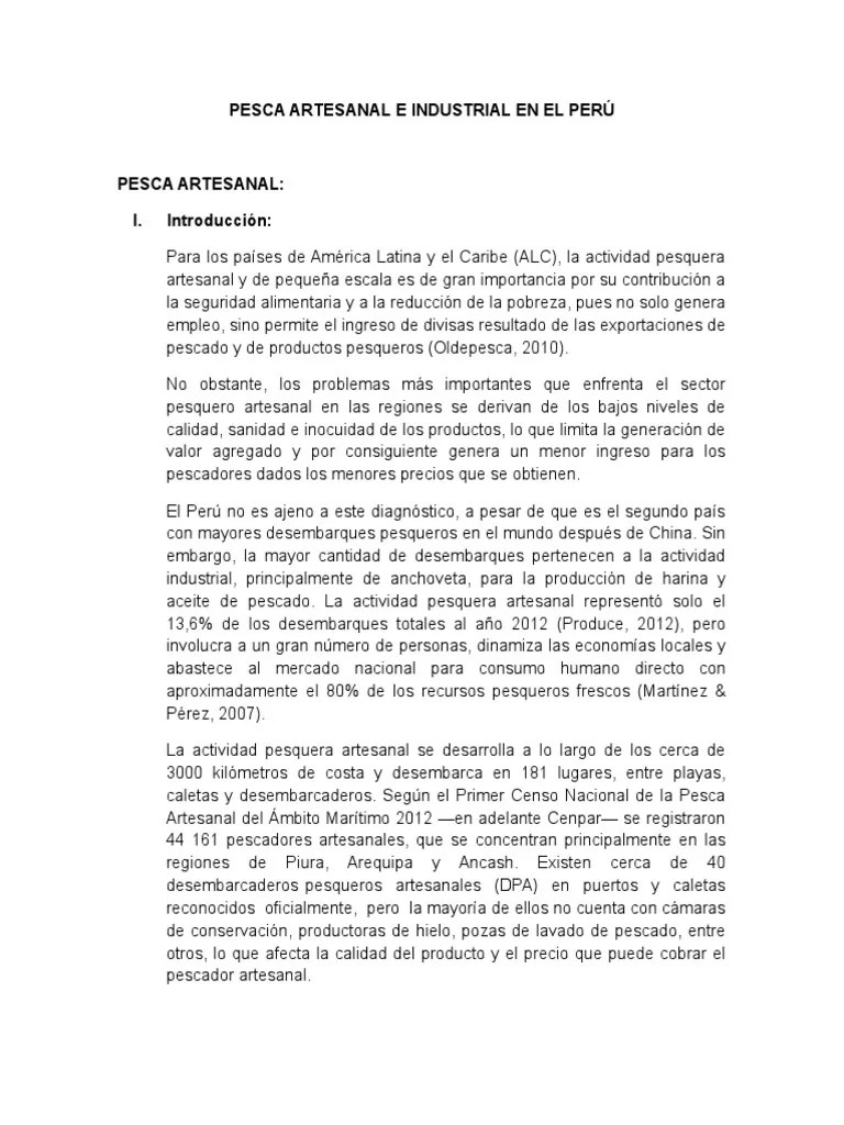 Pesca Industrial Y Artesanal En El Perú | PDF | Pescado Como Alimento ...