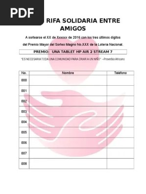 Boletas Para Rifas Formato / Formato De Rifa Con 1000 Numeros Pdf