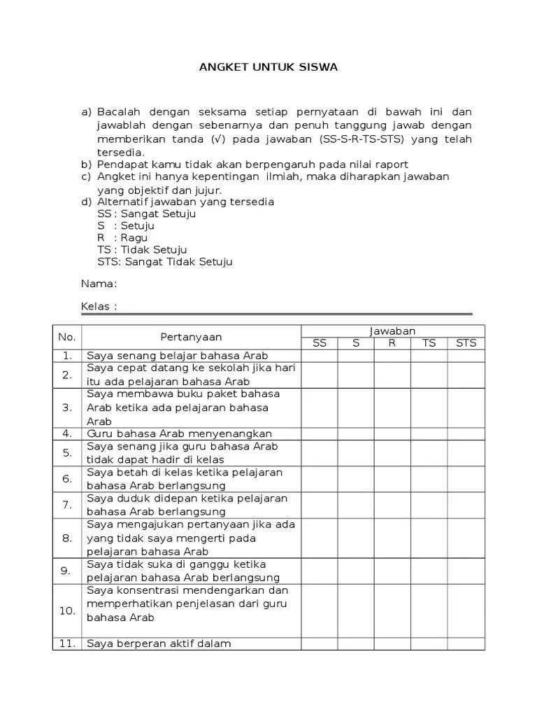 Selamat datang kembali di blog sederhana cecepgaos.com, media informasi pendidikan. Angket Minat Siswa Pdf