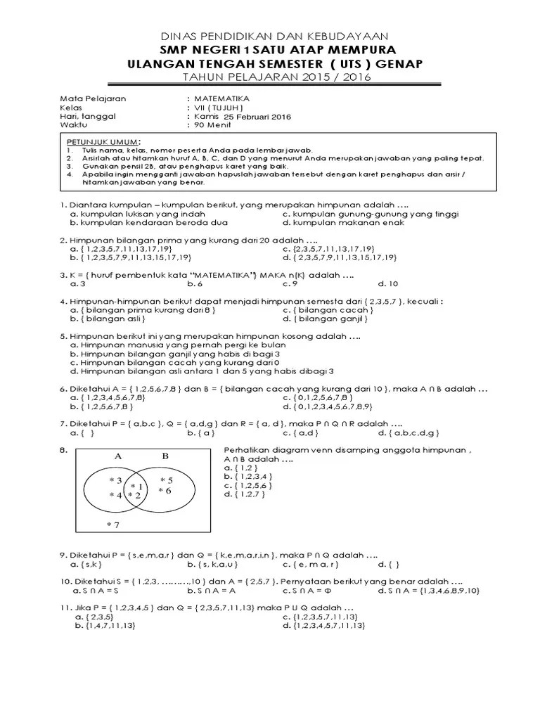 Himpunan Semesta Untuk Himpunan A 1 2 3 4 5 B - Berbagai Peruntukan