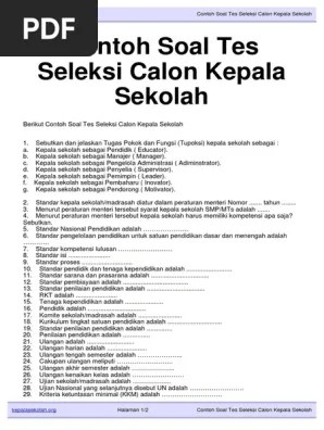 Seriussekali@yahoo.com uji kompetensi pengawas sekolah agus sukyanto,. Contoh Soal Tes Seleksi Calon Kepala Sekolah Pdf