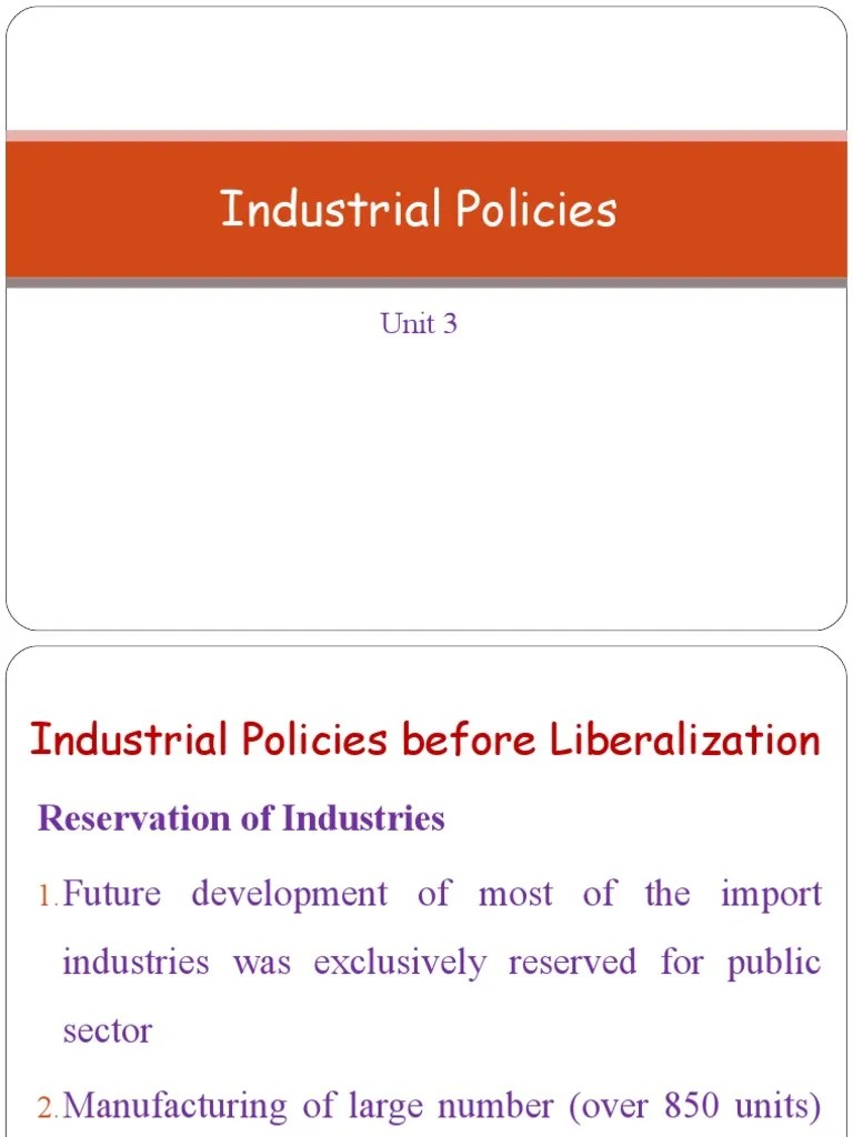 Industrial Policies: Unit 3 | PDF | Industrial Policy | Foreign Direct ...