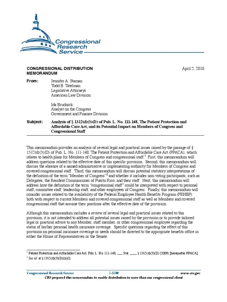 Congressional research memo