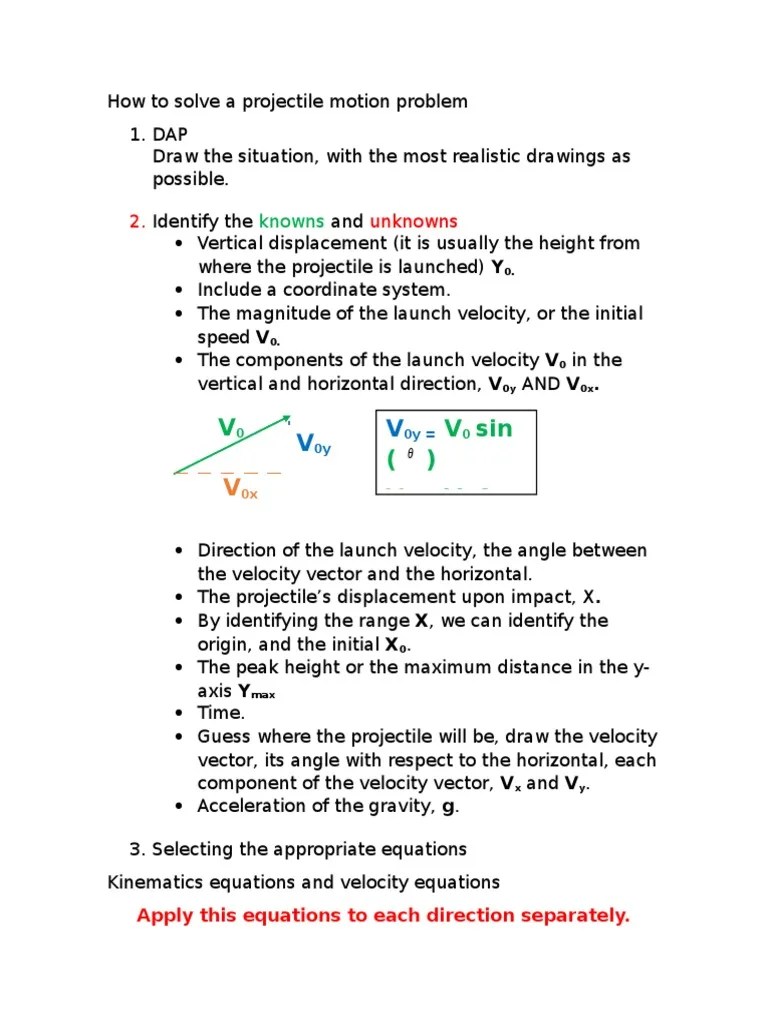 How To Solve A Projectile Motion Problem | PDF | Velocity | Euclidean ...