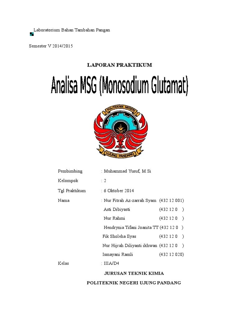 Analisa MSG (Monosodium Glutamat) | PDF