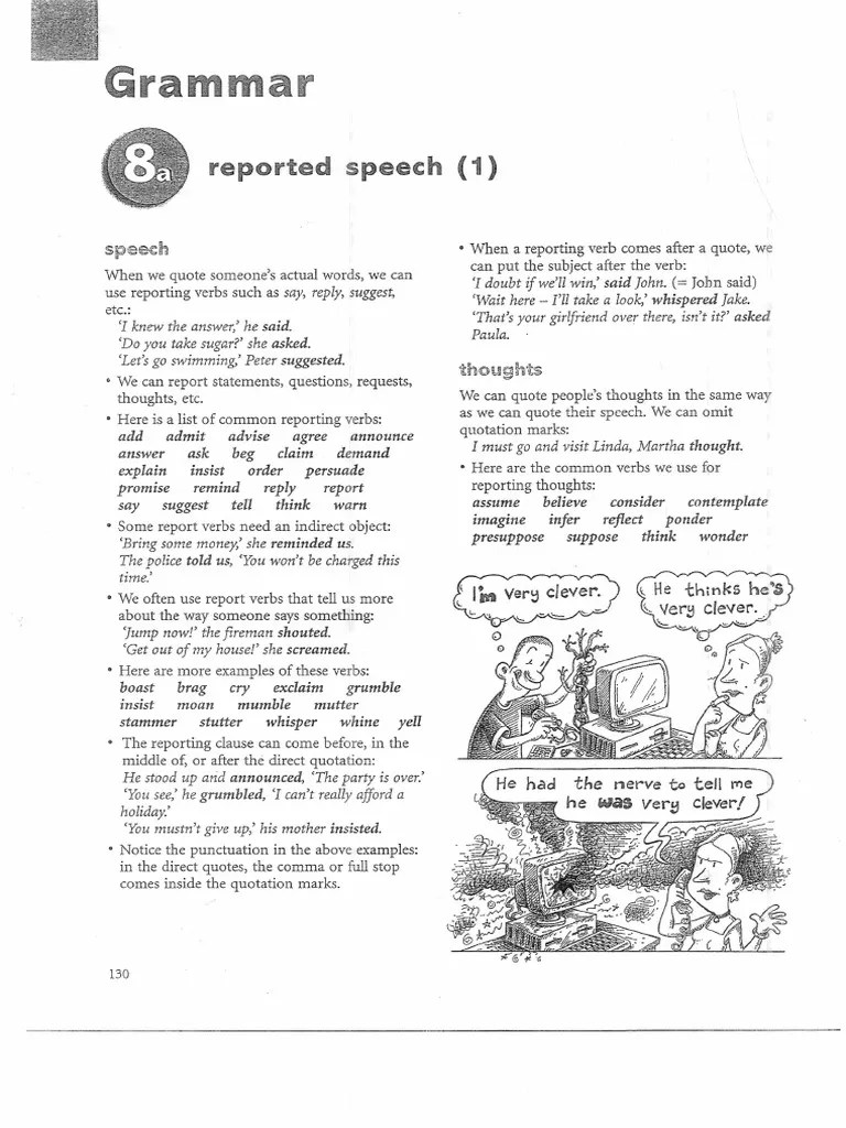5c reported speech 1 theory and worksheets with key pdf pdf