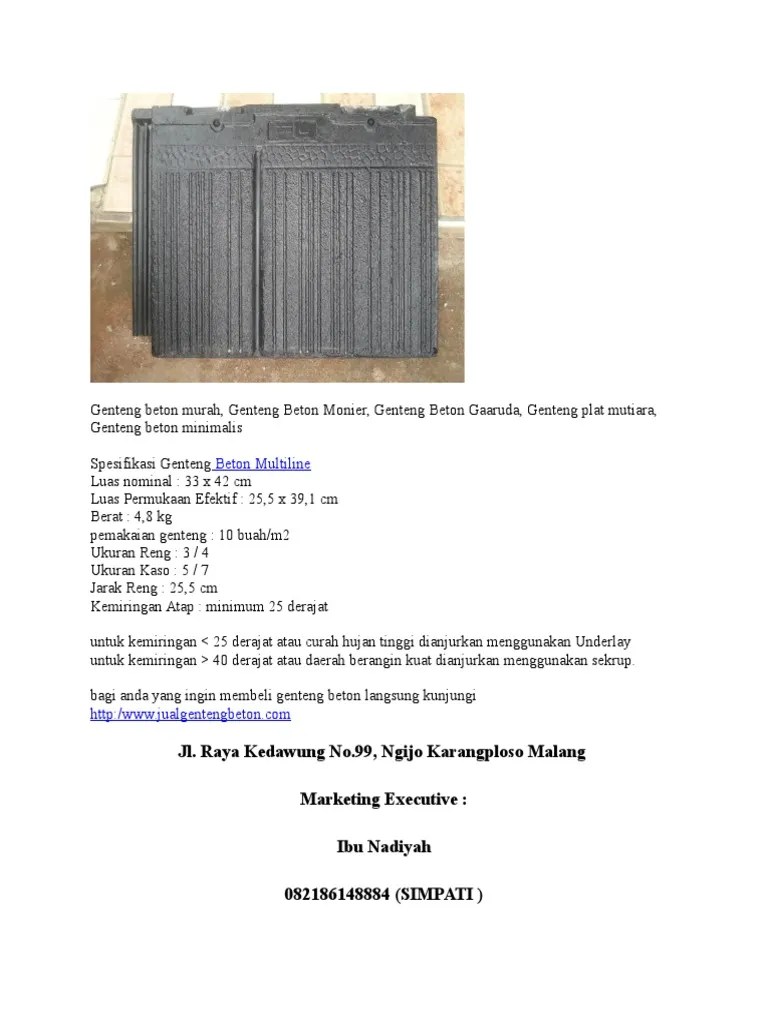 Namun agaknya perubahan harga dari tahun lalu ke tahun 2021 tidak berubah. 082186148884 Spesifikasi Genteng Beton Royal Genteng Beton Flat Jual Genteng Beton Flat