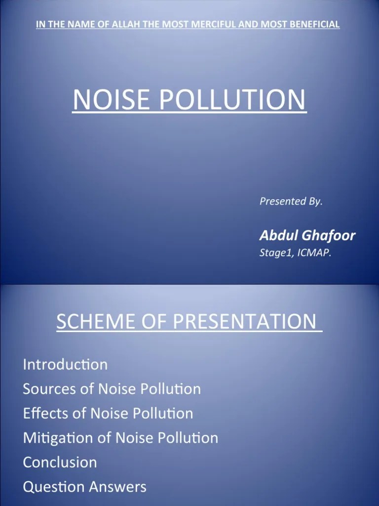 Noise Pollution: Abdul Ghafoor | PDF | Pollution | Sound