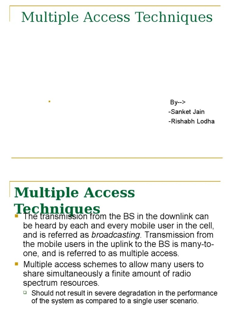 Multiple Access Techniques: By - Sanket Jain - Rishabh Lodha | PDF ...