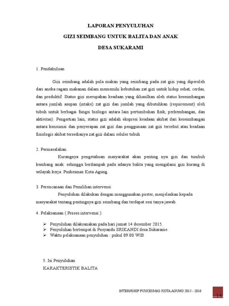 Laporan Penyuluhan Gizi Seimbang | PDF