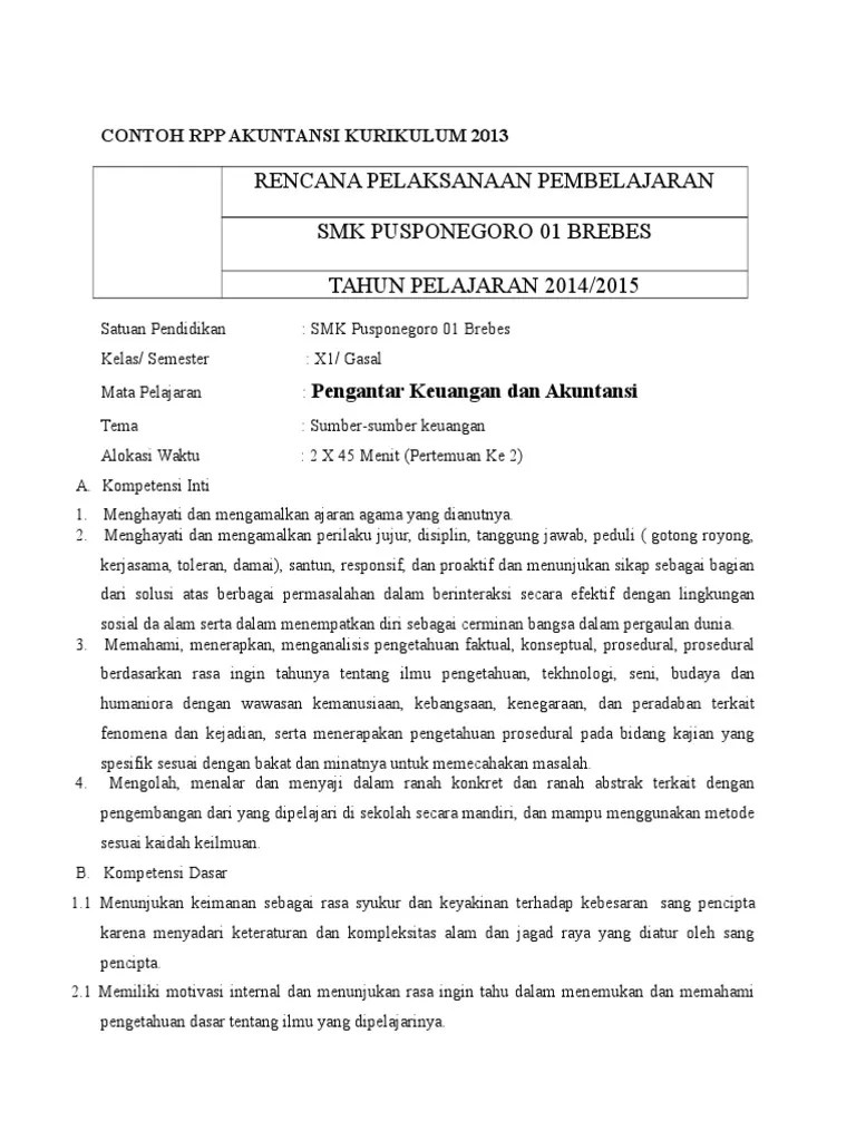 Contoh rpp akuntansi perusahaan dagang (kelas xi kur 2013). Rpp Akuntansi Keuangan X1 Pdf