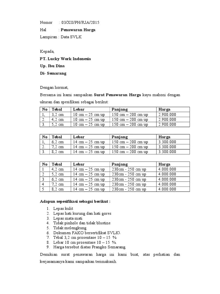 Penawaran Kayu | PDF