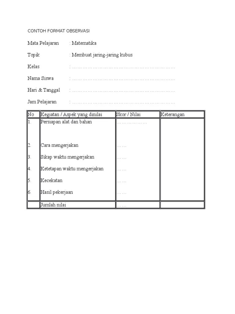 Contoh Format Observasi | PDF