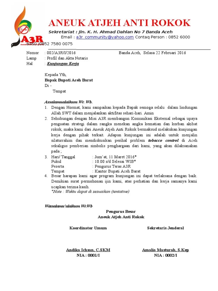Contoh format surat audiensi umum yang baik dan benar contoh surat org. Contoh Surat Kunjungan Kerja 2016 Pdf