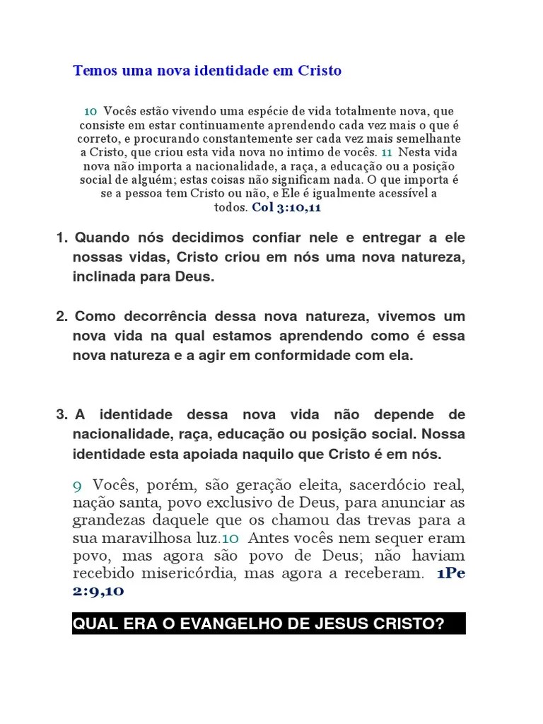 Nossa Identidade Em Cristo | PDF | O Reino De Deus | Jesus