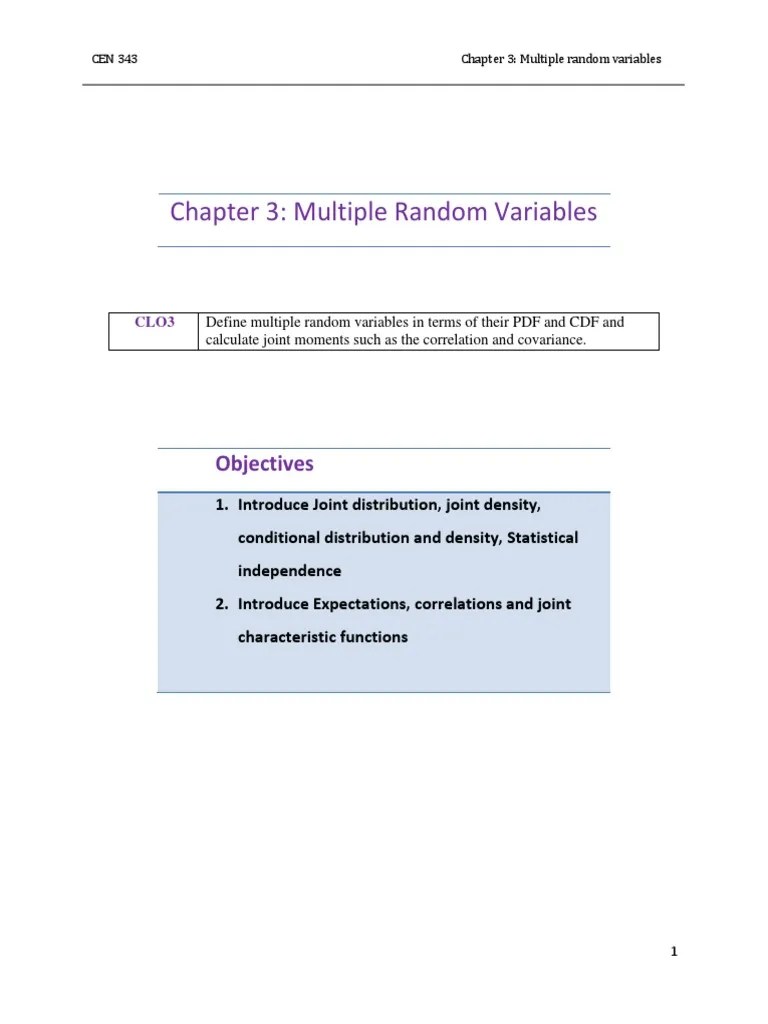 Chapter 3 - Multiple Random Variables-Updated | PDF | Probability ...