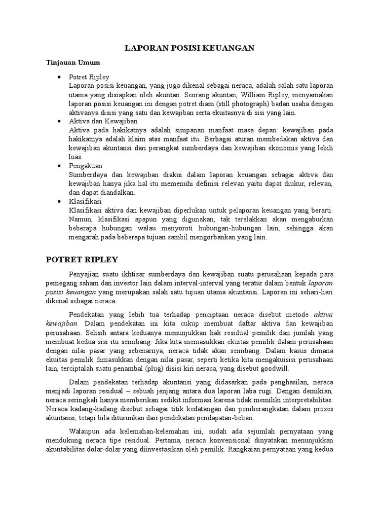 Contoh laporan keuangan dalam bahasa inggris 14. Laporan Posisi Keuangan Teori Akun Pdf