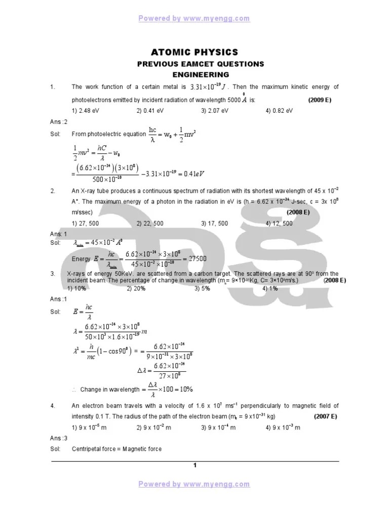 02 - 09atomic Physics - 232-262 | PDF | Photoelectric Effect | Electronvolt