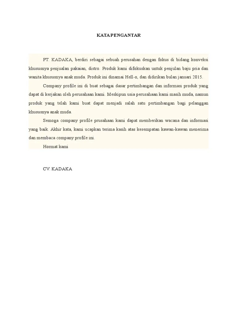 Assalamualaikum, fatihcreative kata pengantar di zaman modern saat ini, . Contoh Kata Pengantar Company Profile Pdf