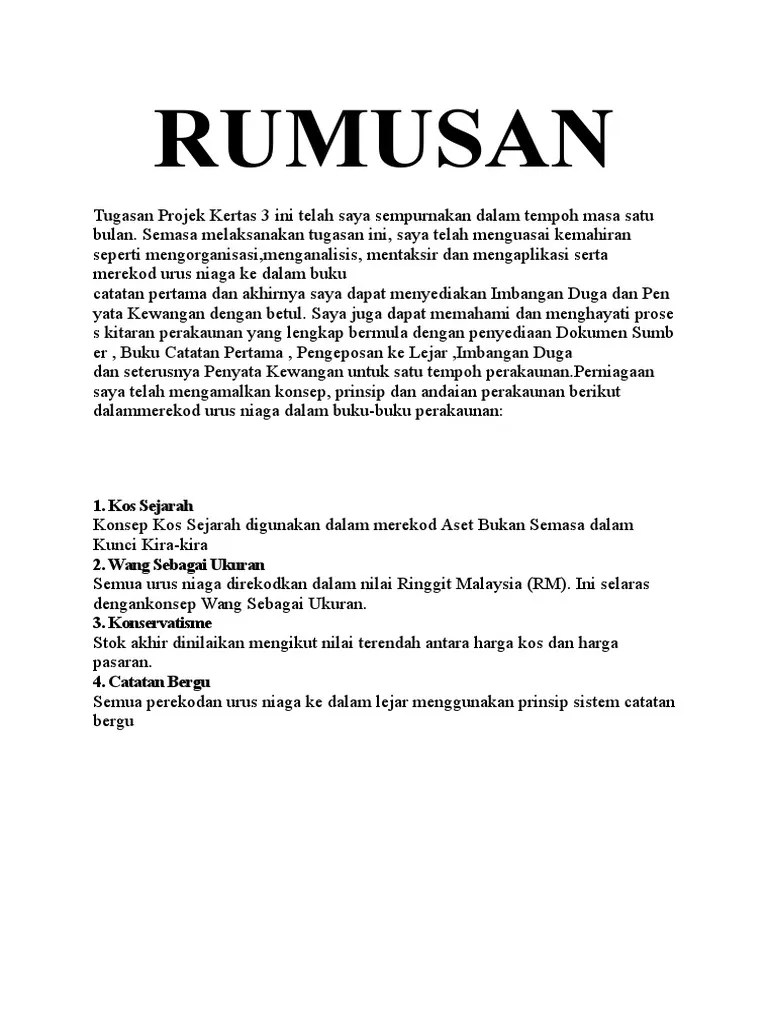 Rumusan Kerja Kursus Akaun – Resep Ku Ini