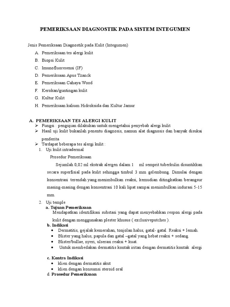 Contoh kode yang tepat bagi berbagai diagnoses. Pemeriksaan Diagnostik Pada Sistem Integumen Pdf