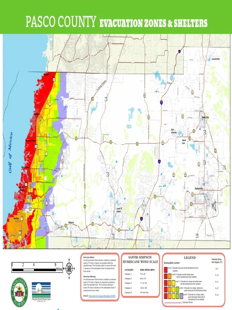 Pasco County Evacuation Zones And Shelters PDF Flood Emergency.