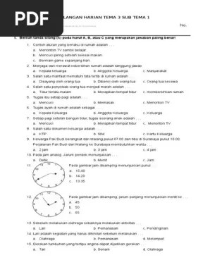 Soal penilaian harian kelas 2 tema 1 sub tema 3 dan kunci jawaban adalah sebuah video yang menyajikan beberapa soal dan kunci jawaban untuk . Soal Ulangan Harian Kelas 2 Tema 3 Sub Tema 1 Pdf