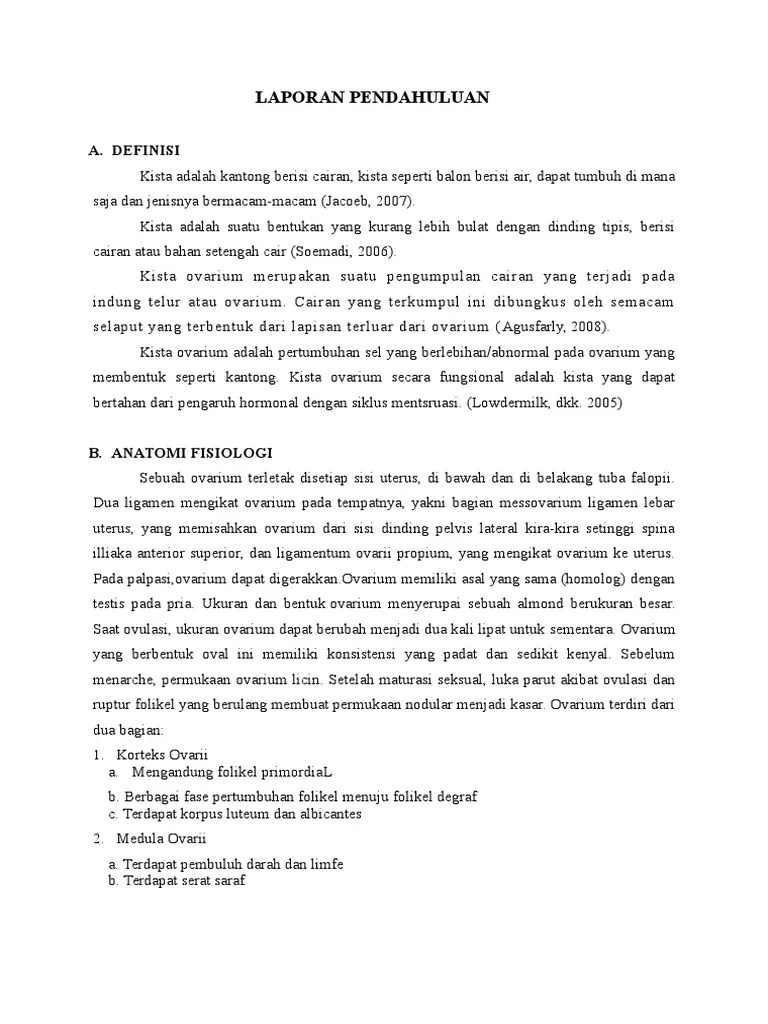 Hingga 33 % tardiri dari kista dermoid ; Laporan Pendahuluan Kista Ovarium Pdf