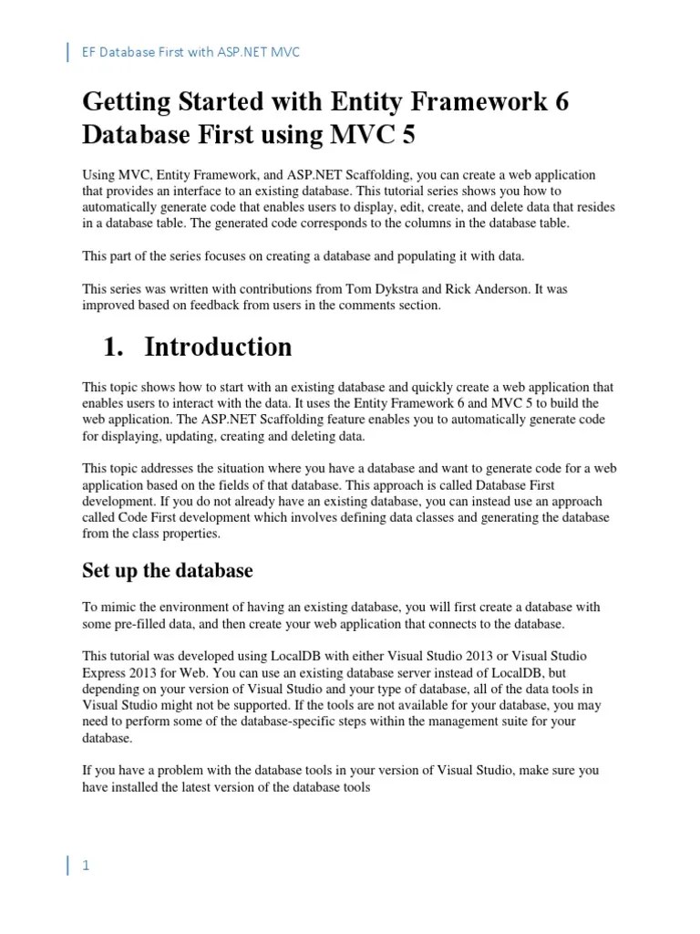 Getting Started With Entity Framework 6 Database First Using MVC 5 ...