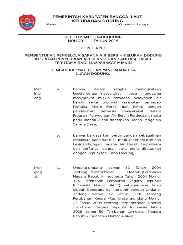 SK Pengelola Air Minum Ok | PDF